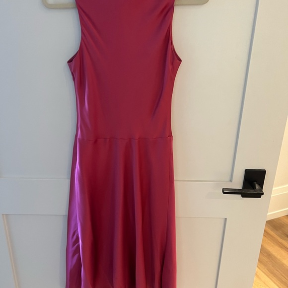 100% Silk Fushia A Line Dress - Picture 2 of 4